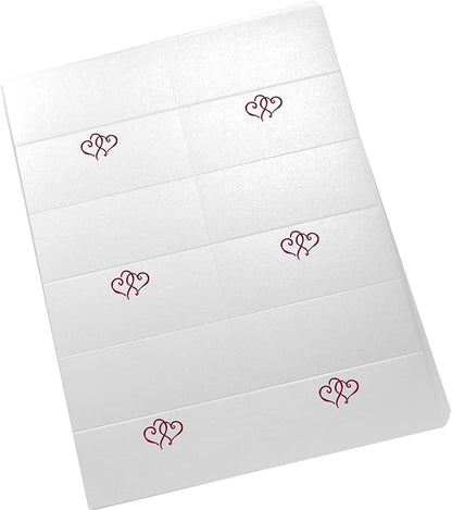 Linked Hearts Printable Place Cards, Burgundy (Choose Color), Set of 60 (10 Sheets), Laser & Inkjet Printers - Wedding, Party, Dinner, and Special Events - Made in the USA