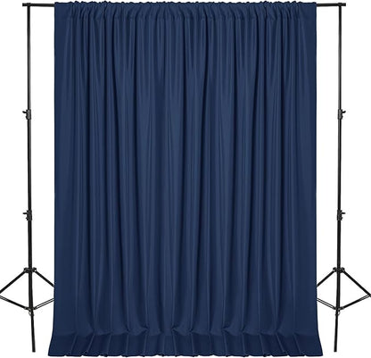 DWCN Backdrop Curtains for Parties, Background Curtains Photography Backdrop Drapes with Rod Pockets for Wedding Decorations Stage Birthday Family Gatherings, 2 Panels 5ft x 10ft, Navy Blue