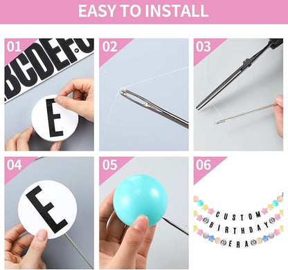 Giant Friendship Bracelet Garland Kit, DIY Birthday Banner with Letters Ball Jumbo Customizable Friendship Bracelet Decor for Halloween Christmas Wedding Party(Macaron Green, Gray, Khaki)