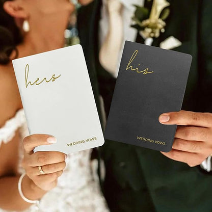 Vow Books His and Hers Wedding Vow Books with Soft Touch Gold Foil Engraving Wedding Essentials Wedding Accessories(XZ-HH-Black)