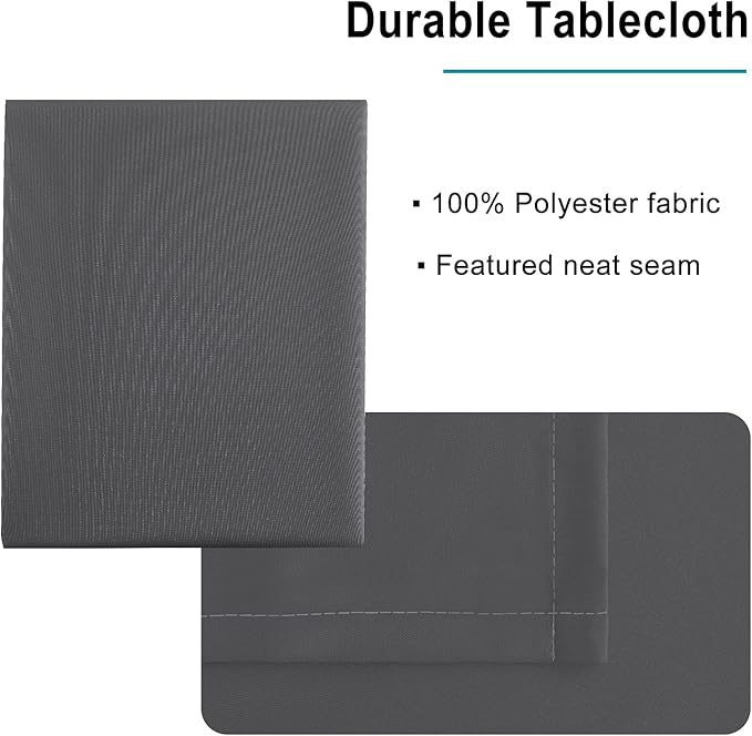 Hiasan Rectangle Tablecloth Grey - Wrinkle Resistant and Waterproof Washable Polyester Fabric Table Cloth for Dining Party and Outdoor Use, 70 x 108 Inch