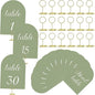 Green and White Table Numbers 1-30 with Head Table Number Card and Holders, 5 x 7 Inch Arched Place Seating Sign Double Sided for Wedding Reception Anniversary Birthday Party Restaurant
