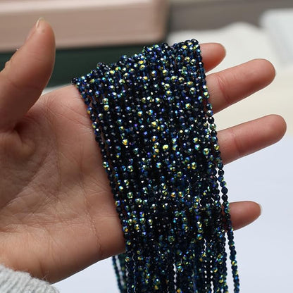 10 Strands Artificial Color Plating Faceted Beads Synthetic Colorful Crystal Beaded for Jewelry Making Necklace Decoration 3mm