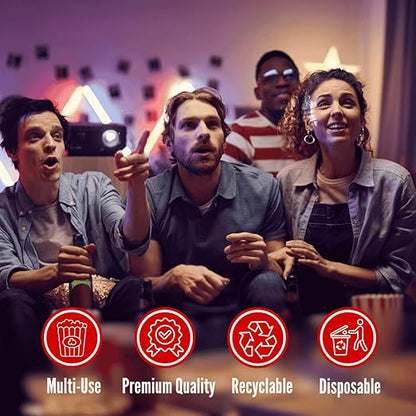 ZEEGO0 20-Pack Popcorn Boxes, Sturdy and Durable Popcorn Bucket, 7.75in Tall Large Capacity Popcorn Containers, Cups & Bowls, Convenient Movie Night Supplies, Perfect for Families, Parties, Carnivals
