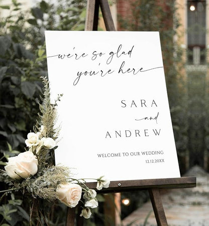 Welcome to Our Wedding Sign - We're So Glad You're Here Minimalist Modern Poster
