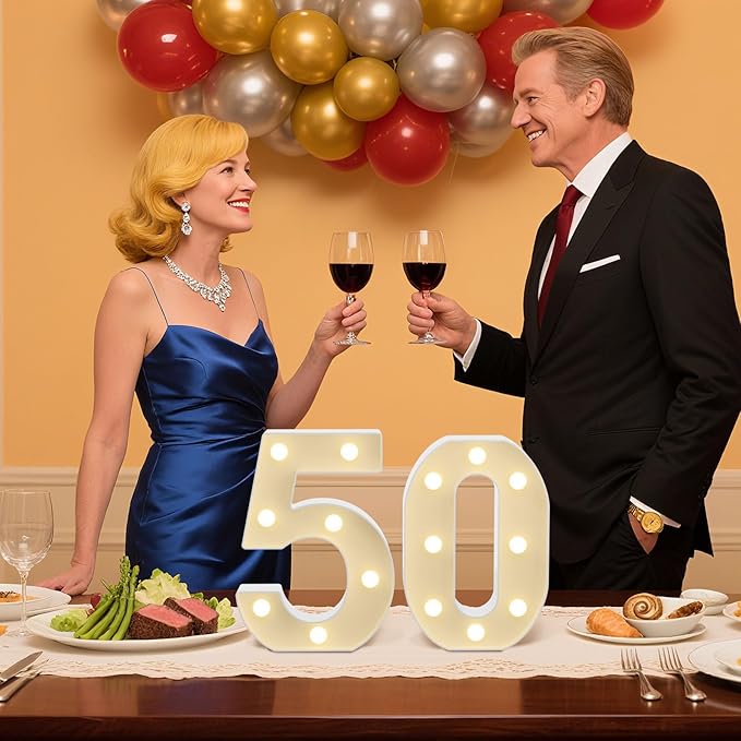 LED Marquee Light Up Numbers Sign - Lighted Birthday Numbers Sign for 30th Birthday Party Decoration, Bar Wall, Home, Table Room, Wedding and Christmas Decorations, Number 30