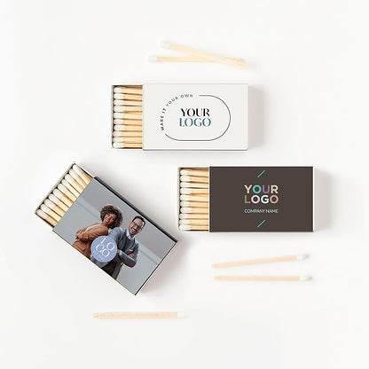 Weddingstar Matchboxes Stickers for Corporate Gift - Your Business Logo - Pack of 50 White
