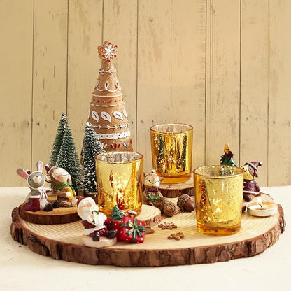 Homemory 12 Pcs Gold Votive Candle Holders, Mercury Glass Candle Holder, Tealight Candle Holders for Table Centerpieces, Baby Shower, Party, Anniversary, Wedding, Home Decor, Halloween, Christmas