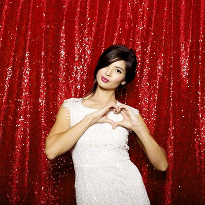 JYFLZQ Red Sequin Backdrop Curtains 4ft x 6.5ft 1 Panel Glitter Photo Booth Backdrops Sparkly Photography Background Drapes for Parties Wedding Bridal Showers