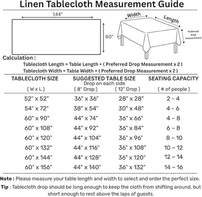 Solino Home Royal Blue Linen Tablecloth 60 x 144 Inch - 100% Pure Linen Hemstitch Table Cloth for Rectangle Tables - Classic Hemstitch, Machine Washable Tablecloth