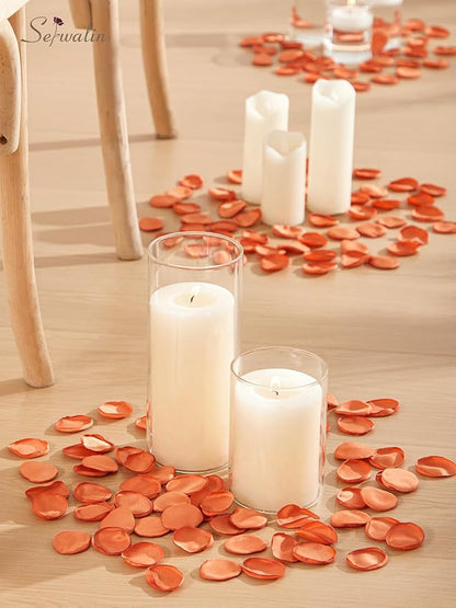Serwalin 300Pcs Silk Rose Petals Fake Flower Petals Orange Artificial Rose Petals for Weddings Proposal Flower Girl Petals Aisle Flower Girl Basket Runner Bridal Shower Table Decor