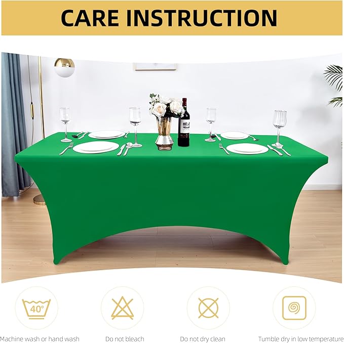10-Pack 6ft Spandex Table Covers for Rectangle Standard Folding Tables - Wrinkle Resistant Stretch Tablecloths - Ultimate Fitted Table Protector for Parties, Banquet, Wedding