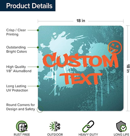 Custom Sign, Custom Street Sign, 11 Font Colors, 13 Font Styles, 4 Hole Options, 22 Sizes, 18x18 Inches, Rust Free DiBound, Fade Resistant, Made in USA by My Sign Center (Graffiti)