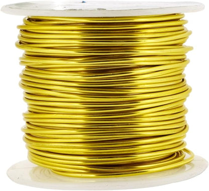 Mandala Crafts 16 Gauge Anodized Aluminum Craft Wire for Jewelry Making - 100 FT Colored Flexible Light Gold Tone Wire - Bendable for Bonsai Armature Crafting Sculpting