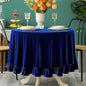 Velvet Tablecloth Luxurious Solid Round Table Cloth,Oblong Retro Farmhouse Ruffle Tablecloths Washable Table Cover for Party Wedding Baby Shower Kitchen Dinning Tabletop Decoration