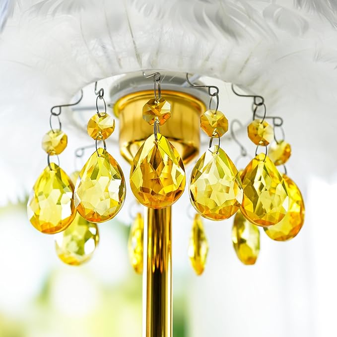 H&D HYALINE & DORA 3Inch Crystal Suncatcher Bauhinia Prisms Pendants 10Pcs Chandelier Crystals Replacement Hanging Sun Catcher Beads for DIY Arts Crafts Decor (Yellow)