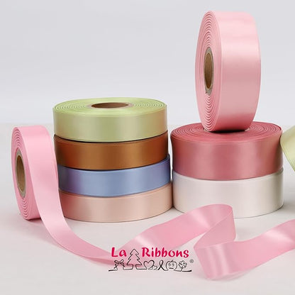 LaRibbons White Ribbon 1 1/2 Inch 25 Yards Double Faced White Silk Ribbon for Flower Bouquet Crafts Gift Wrapping Wedding Party Decoration