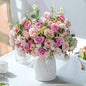 LESING Artificial Silk Rose with Vase Fake Flowers Wedding Flowers Bouquets Arrangement Home Office Party Centerpiece Table Decoration (Pink)