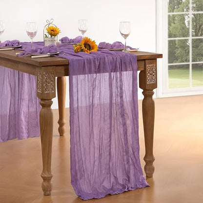Lavender Purple Cheesecloth Table Runner 4 Pack Fall Table Runners Boho Gauze 120 Inches Cheese Cloth Fall Table Decorations for Thanksgiving Wedding Bridal Baby Shower Birthday Garden Party