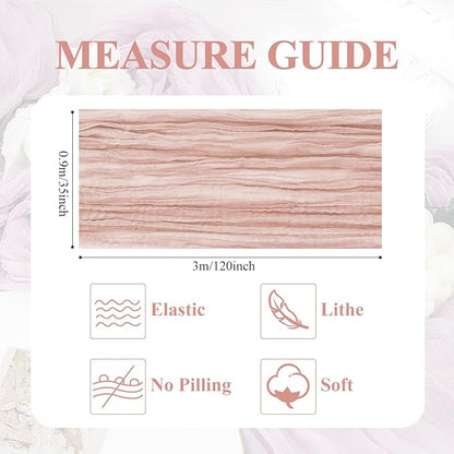 Asee'm Cheesecloth Table Runner 120 Inches Dusty Pink Boho Gauze Cheese Cloth Runner 10FT Rustic Sheer Fall Table Runners for Thanksgiving Wedding Baby Shower Holiday Party Decoration