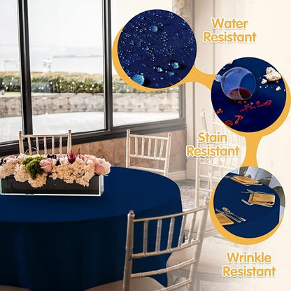 BRILLMAX 4 Pack Navy Blue Round Tablecloths 108 Inch - Circle Bulk Linen Polyester Fabric Washable Table Cloth Cover for Wedding Reception Banquet Birthday Party Buffet Restaurant