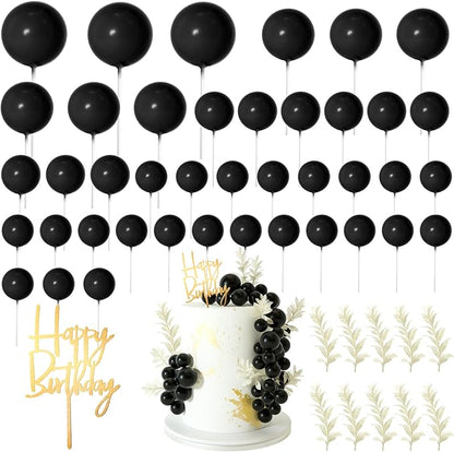 MIAHART Ball Cake Toppers Boho Grass Cake Topper Ball Cake Insert Decoration for Birthday Wedding Baby Shower Party Decorations Boho Themed Party Supplies (Black)