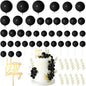 MIAHART Ball Cake Toppers Boho Grass Cake Topper Ball Cake Insert Decoration for Birthday Wedding Baby Shower Party Decorations Boho Themed Party Supplies (Black)