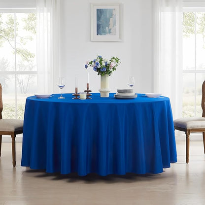 Round Tablecloth 6 Pack 108 Inch Royal Blue Tablecloths Washable Decorative Linen Polyester Table Clothes Cover for Dining Table Banquets Buffet Parties and Wedding