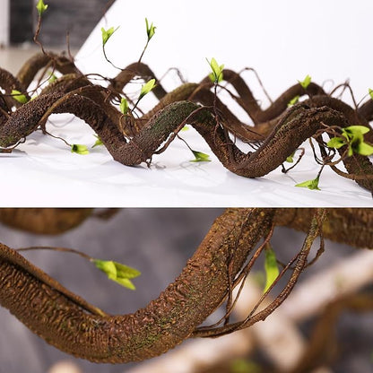 Bendable 63in Artificial Tree Twigs Cane Vine Branches Fake Plants Trunk Garland with Leaves for Home Wedding Garden Wall Hanging X'Mas Christmas Thanksgiving Day Decoration