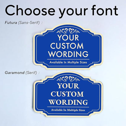 Custom Decorative Outdoor Metal Sign - Personalized Aluminum Driveway Sign, Waterproof, Made In USA - Design 2 Blue Steel 42x28 In