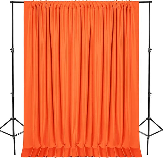 DWCN 10x7 FT Backdrop Curtains for Parties, Photography Backdrop Drapes with Rod Pockets for Wedding Decorations Stage Birthday Family Gatherings, 2 Panels 5ft x 7ft, Orange