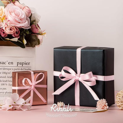 Ribbli Light Pink Satin Ribbon Double Faced Satin 1/2 Inch x Continuous 100 Yards-Baby Pink Ribbon for Gift Wrapping Crafts Wedding Decoration Bows Bouquet Floral Arrangement