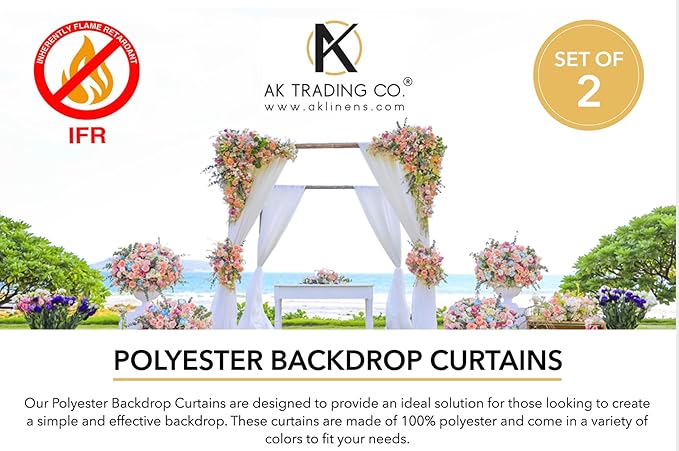 AK TRADING CO. 10 feet x 8 feet IFR Polyester Backdrop Drapes Curtains Panels with Rod Pockets - Wedding Ceremony Party Home Window Decorations - Fuschia