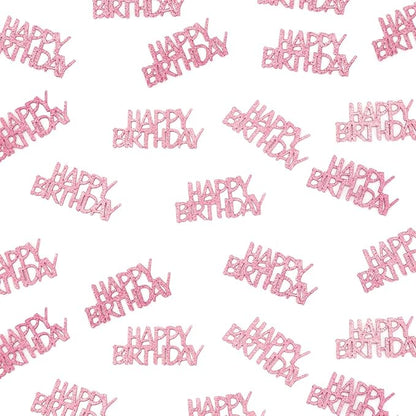 Pink Happy Birthday Confetti - Girl Birthday Party Decorations - Light Pink Glitter Scatters for Baby Girl Party Table Decor Supplies - 100PC