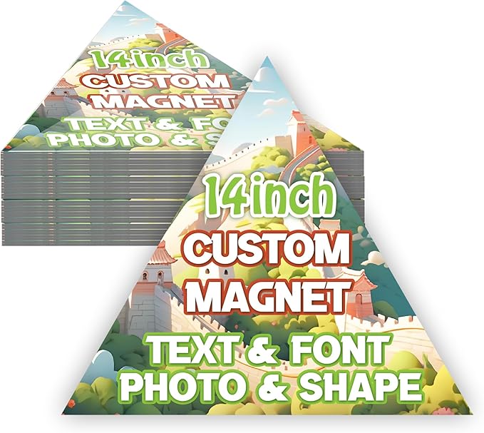 KETABAO – 14" Customizable Triangle Magnetic Photo Magnet - add Your Image to Your Refrigerator, Storage Cabinet or car Magnet