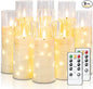 Raycare Flameless Candle with Remote Timer – 9 Flickering Acrylic Battery Operated LED Pillar Candles with Embedded Star String for Halloween, Home Decor, and as a Gift (Ivory)