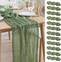 Asee'm 12pcs Cheesecloth Table Runner 120 Inches Sage Green Boho Gauze Cheese Cloth Runner 10FT Rustic Sheer Table Runners for Summer Wedding Baby Shower Holiday Party Decoration