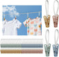 60 Pack Clothes Pins with Plastic Rope,Multi-Purpose Clips for Hanging,Windproof Plastic Clothespins for Hanging Baby Clothes,Socks,Hats, Pants,Bras,Underwears,Towels,Photos,Blue,Green, Yellow,Orange