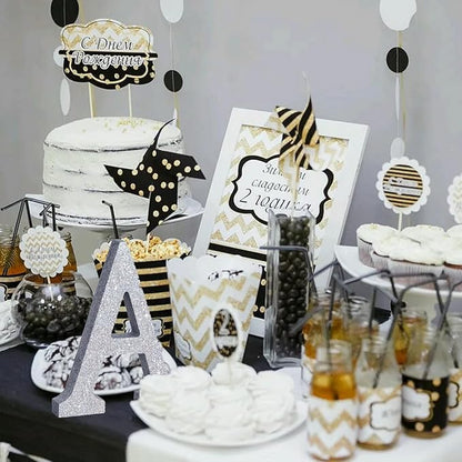 TONIFUL 8 Inch Silver Glitter Letter A Table Centerpiece A-Z Silver Birthday Party Decorations,Silver Alphabet A for Birthday,Chrismas,Graduation,Bridal Shower,Wedding,Anniversary Party Supplies