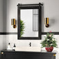 COGOOD Farmhouse Barn Door Mirror - 21 x 30 Rustic Wood Framed Wall Mirror for Bathroom, Living Room, Entryway Wall Decor (Black)