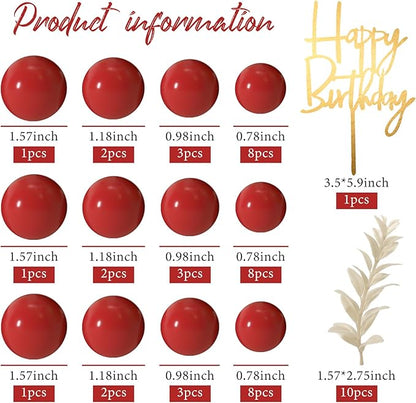 MIAHART Ball Cake Toppers Boho Grass Cake Topper Ball Cake Insert Decoration for Birthday Wedding Baby Shower Party Decorations Boho Themed Party Supplies (Red)