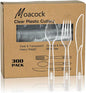 300 Count Clear Plastic Silverware, Heavy Weight Plastic Forks Spoons Knives Disposable Utensils Cutlery Set for Wedding Party Supplies Everyday Use
