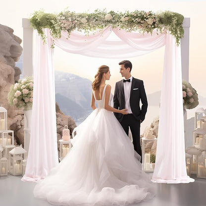 30" x 20Ft Wedding Arch Draping Fabric, 2 Panels Blush Sheer Curtain Drapes Extra Wide & Long Backdrop Curtains for Wedding Arch Ceremony Birthday Party Decorations