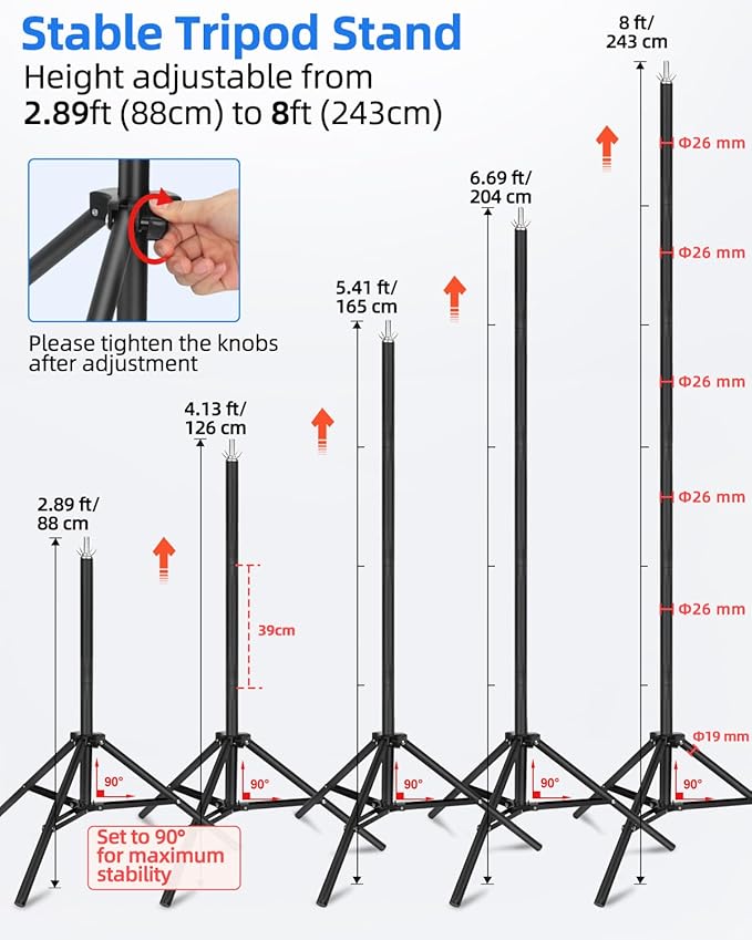 Hemmotop Backdrop Stand 10x8ft, Heavy Duty Photography Background Stand for Parties, Adjustable Photo Backdrop Stands Kit for Wedding, Photo Booth, Party, Decoration, Balloon, Projector Screen