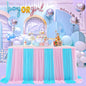 9ft Pink and Blue Gender Reveal Table Skirt for Baby Shower Boy or Girl Tulle Tutu Table Cloths Cover for Birthday Party Wedding Dessert Buffet Banquet Table Decorations