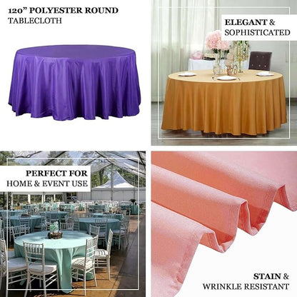 Efavormart Round Tablecloth, 120 Inch Stain & Wrinkle Resistant Washable Table Cloth, Decorative Polyester Fabric Table Cover for Banquet, Wedding, Dining - Orange