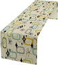 Mid Century Table Runner, Flag Retro Atomic Starburst 1950s Abstract Geometric Space Tabletop Decoration for Home Kitchen Restaurant Table Flag 13x60 Inch