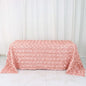 Efavormart 90"X132" Dusty Rose Grandiose 3D Rosette Satin Rectangle Tablecloth for Wedding Party Event