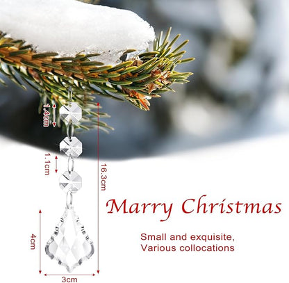 Nuenen 100 Pcs Hanging Crystals for Centerpieces Acrylic Chandelier Garland Beads Strands Prism Decorations Clear Teardrop Chandelier Crystals Pendant Wedding Home Garden Outdoor Ornaments(Maple Leaf)