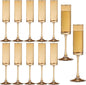 12 Pieces Amber Champagne Flutes 6 OZ Straight Sided Wine Glasses Champagne Long Stem Drinking Colored Glasses,Set of 12 Hand Blown Champagne Flutes Goblets for Wedding Cocktail Cups,Cava, Prosecco